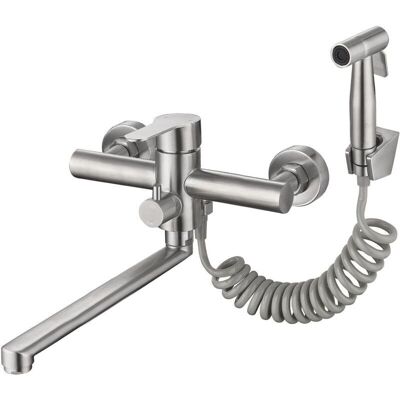 OEM Grifo De Cocina Mural De Níquel Cepillado Con Rociador Lateral - Grifo Mezclador Para Fregadero De Uso Comercial, Sin Plomo, Caño De 30 Cm (12") -crezuo OEM Grifo De Cocina Mural De Níquel Cepillado Con Rociador Lateral - Grifo Mezclador Para Fregadero De Uso Comercial, Sin Plomo, Caño De 30 Cm (12") -crezuo