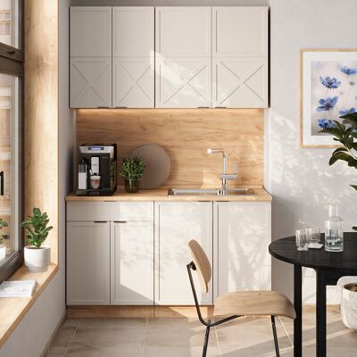 Cocina Para Solteros Fame-line, Gris/beige/roble Dorado, 140 Cm , Et Mármol, Vicco Cocina Para Solteros Fame-line, Gris/beige/roble Dorado, 140 Cm , Et Mármol, Vicco