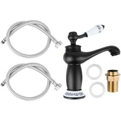 OEM Fregadero De Cerámica Retro, Grifo Mezclador Antiguo Vintage, Xu, Reemplazo De Agua Fría/caliente, Decoración Para Cocina Y Baño, Negro --crezuo OEM Fregadero De Cerámica Retro, Grifo Mezclador Antiguo Vintage, Xu, Reemplazo De Agua Fría/caliente, Decoración Para Cocina Y Baño, Negro --crezuo