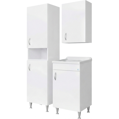 Lavadero Laminado Impermeable De 45x50 Cm Con Columna Y Mueble Alto – Blanco Para Interior – Negrari Lavadero Laminado Impermeable De 45x50 Cm Con Columna Y Mueble Alto – Blanco Para Interior – Negrari