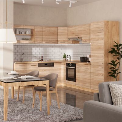 VICCO - R-Line - 227x287 cm - Mármol Sonoma/Carvalho dorado - Cocina de esquina VICCO - R-Line - 227x287 cm - Mármol Sonoma/Carvalho dorado - Cocina de esquina