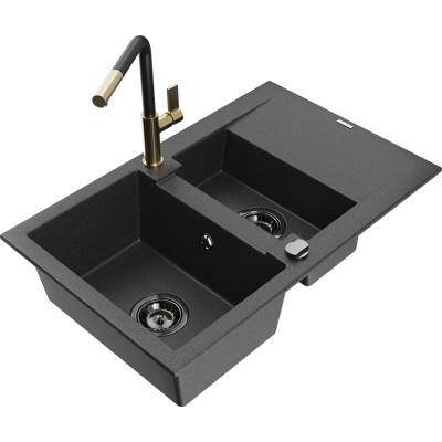 Mexen Gaspar Fregadero De Granito 1,5 Tazones Con Escurridor Y Grifo De Cocina Flora, Negro Moteado - 6507-76-670401-57-b Mexen Gaspar Fregadero De Granito 1,5 Tazones Con Escurridor Y Grifo De Cocina Flora, Negro Moteado - 6507-76-670401-57-b