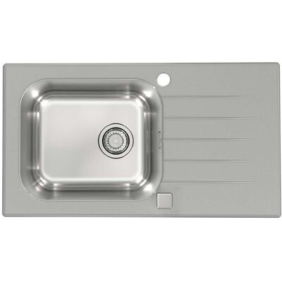 Alveus Altone - Fregadero 78x44 Cm, Con Control De Desagüe, Cristal Gris/acero Inoxidable 1130528 Alveus Altone - Fregadero 78x44 Cm, Con Control De Desagüe, Cristal Gris/acero Inoxidable 1130528