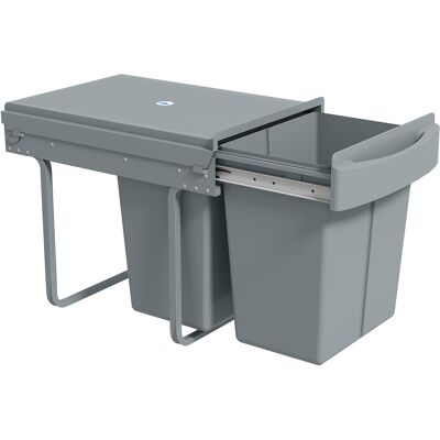 JHY DESIGN Cubo De Basura Deslizante Bajo El Fregadero Con Dos Baldes De 20 Litros, 52 X 33,5 X 41 Cm, Gris. JHY DESIGN Cubo De Basura Deslizante Bajo El Fregadero Con Dos Baldes De 20 Litros, 52 X 33,5 X 41 Cm, Gris.