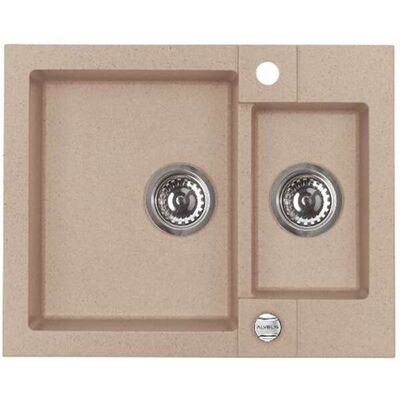 Alveus Rock - Fregadero De Granito 60x48 Cm, Con Control De Desagüe, Beige 1090959 Alveus Rock - Fregadero De Granito 60x48 Cm, Con Control De Desagüe, Beige 1090959