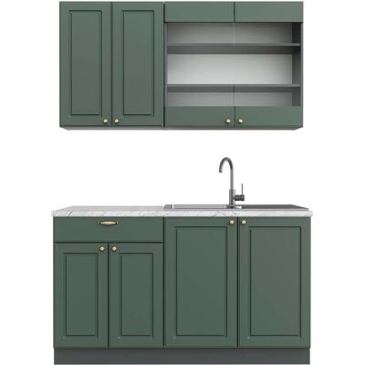 Vicco - Cocina Para Solteros Fame-line, Verde-dorado Casa De Campo/antracita, 140 Cm , Et Mármol Vicco - Cocina Para Solteros Fame-line, Verde-dorado Casa De Campo/antracita, 140 Cm , Et Mármol