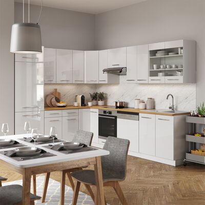 Vicco - Cocina Esquinera Fame-line, Blanco Alto Brillo/blanco, 227 X 287 Cm , Et Roble Vicco - Cocina Esquinera Fame-line, Blanco Alto Brillo/blanco, 227 X 287 Cm , Et Roble