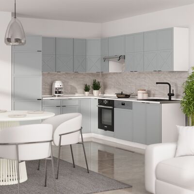 Cocina Esquinera Fame-line, Azul Claro-gris-blanco, 227 X 287 Cm , Et Mármol, Vicco Cocina Esquinera Fame-line, Azul Claro-gris-blanco, 227 X 287 Cm , Et Mármol, Vicco