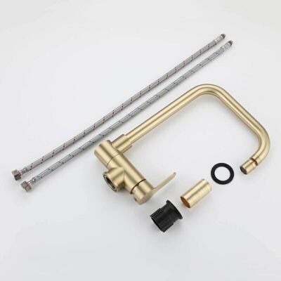OEM Grifo De Cocina Plegable De Acero Inoxidable Dorado Cepillado, Moderno Grifo Mezclador Abatible Para Fregadero: Diseño Compacto Y Elegante. OEM Grifo De Cocina Plegable De Acero Inoxidable Dorado Cepillado, Moderno Grifo Mezclador Abatible Para Fregadero: Diseño Compacto Y Elegante.