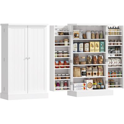 JHY DESIGN Armario Despensa De Cocina Con 2 Puertas, 5 Estantes Y 12 Cajones - Dimensiones: 60 Cm De Ancho X 30 Cm De Profundidad X 104 Cm De Alto - Blanco JHY DESIGN Armario Despensa De Cocina Con 2 Puertas, 5 Estantes Y 12 Cajones - Dimensiones: 60 Cm De Ancho X 30 Cm De Profundidad X 104 Cm De Alto - Blanco