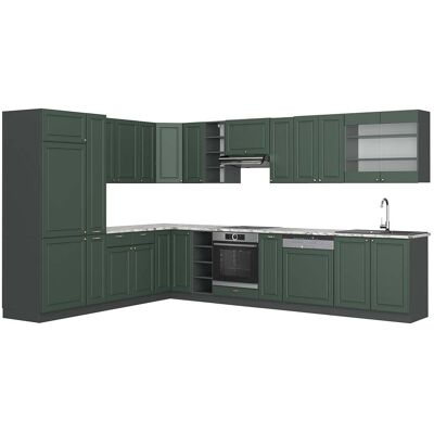 Vicco - Cocina Esquinera Fame-line, Verde-dorado Casa De Campo/antracita, 347 X 257 Cm , Et Mármol Vicco - Cocina Esquinera Fame-line, Verde-dorado Casa De Campo/antracita, 347 X 257 Cm , Et Mármol
