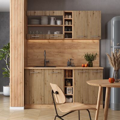 Vicco - Cocina Versátil R-line, Roble Artesanal/roble Dorado, 160 Cm , Et Mármol Vicco - Cocina Versátil R-line, Roble Artesanal/roble Dorado, 160 Cm , Et Mármol