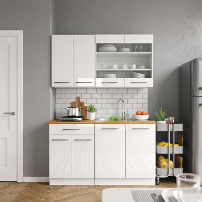 Vicco - Cocina Para Solteros Fame-line, Blanco Alto Brillo/blanco, 140 Cm , Et Mármol Vicco - Cocina Para Solteros Fame-line, Blanco Alto Brillo/blanco, 140 Cm , Et Mármol
