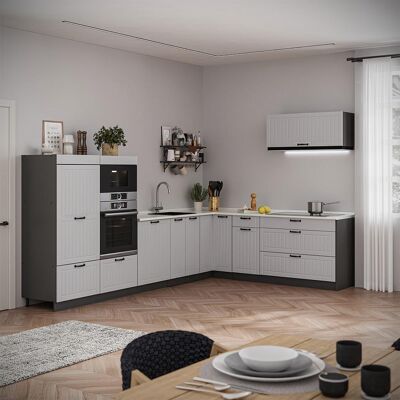 Cocina Esquinera Fame-line, Blanco Casa De Campo/antracita, 327 X 227 Cm, Et Mármol, Vicco Cocina Esquinera Fame-line, Blanco Casa De Campo/antracita, 327 X 227 Cm, Et Mármol, Vicco