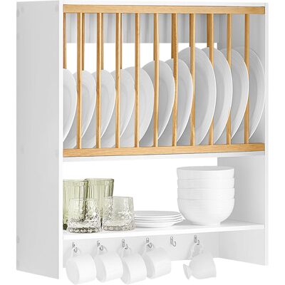 Escurreplatos Blanco De Pared Soporte Para Platos Escurridor De Platos Y Vasos Con 1 Estante Adicional Y 7 Ganchos 64 X 24 X 71 Cm Kcr09-w Sobuy Es Escurreplatos Blanco De Pared Soporte Para Platos Escurridor De Platos Y Vasos Con 1 Estante Adicional Y 7 Ganchos 64 X 24 X 71 Cm Kcr09-w Sobuy Es