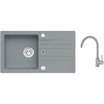 Alveus - Conjunto De Fregadero Cortina 140 Y Grifo Kati, Hormigón Seta25981 Alveus - Conjunto De Fregadero Cortina 140 Y Grifo Kati, Hormigón Seta25981