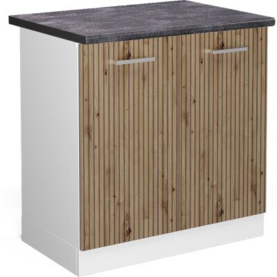 Vicco - Armario Bajo Para Fregadero R-line, Roble Artesanal, 80 Cm , Et Antracita Vicco - Armario Bajo Para Fregadero R-line, Roble Artesanal, 80 Cm , Et Antracita
