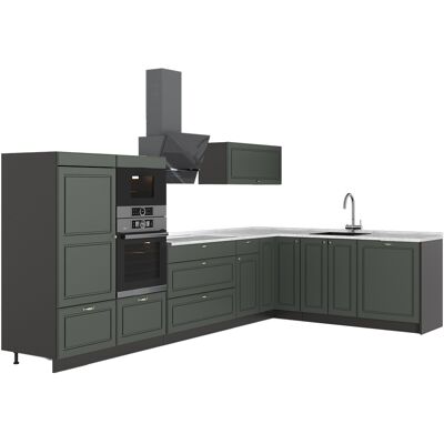 Cocina Esquinera Fame-line, Verde Dorado Casa De Campo/antracita, 347 X 207 Cm, Et Mármol, Vicco Cocina Esquinera Fame-line, Verde Dorado Casa De Campo/antracita, 347 X 207 Cm, Et Mármol, Vicco