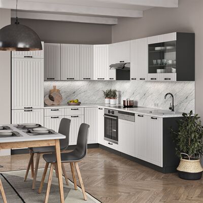 Vicco - Cocina Esquinera Fame-line, Casa De Campo Blanca/antracita, 227 X 287 Cm , Et Mármol Vicco - Cocina Esquinera Fame-line, Casa De Campo Blanca/antracita, 227 X 287 Cm , Et Mármol
