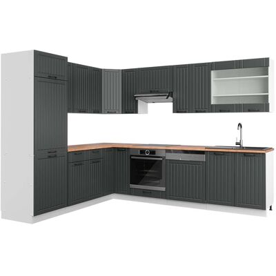 Vicco - Cocina Esquinera Fame-line, Antracita Casa De Campo/blanco, 227 X 287 Cm , Et Roble Vicco - Cocina Esquinera Fame-line, Antracita Casa De Campo/blanco, 227 X 287 Cm , Et Roble