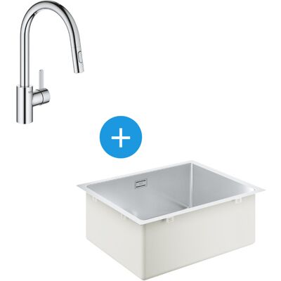 Kit Fregadero de Cocina Grohe K700 - Acero inoxidable, 540x440mm, 2 chorros Kit Fregadero de Cocina Grohe K700 - Acero inoxidable, 540x440mm, 2 chorros