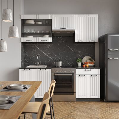 Vicco - Mueble De Cocina Fame-line, Casa De Campo Blanca/antracita, 200 Cm , Et Mármol Vicco - Mueble De Cocina Fame-line, Casa De Campo Blanca/antracita, 200 Cm , Et Mármol