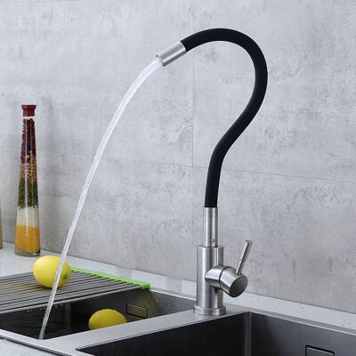 OEM Grifo De Cocina Flexible De Acero Inoxidable G1/2 Con Manguera De Silicona, Caño Flexible Para Fregaderos, Mezclador Monomando Para Lavadero O Baño. OEM Grifo De Cocina Flexible De Acero Inoxidable G1/2 Con Manguera De Silicona, Caño Flexible Para Fregaderos, Mezclador Monomando Para Lavadero O Baño.