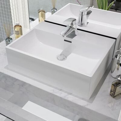 Lavabo de cerámica VIDAXL - 51,5x38,5x15 cm Blanco Lavabo de cerámica VIDAXL - 51,5x38,5x15 cm Blanco