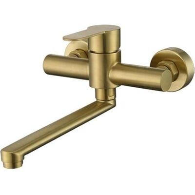 OEM Grifo De Cocina De Pared, Dorado, Mezclador De Fregadero En Acero Inoxidable Cepillado, Grifo De Fregadero De Pared Con Pico Giratorio, Grifo De Fregadero De Cocina De Una Palanca OEM Grifo De Cocina De Pared, Dorado, Mezclador De Fregadero En Acero Inoxidable Cepillado, Grifo De Fregadero De Pared Con Pico Giratorio, Grifo De Fregadero De Cocina De Una Palanca