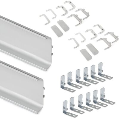 Emuca - Kit De 2 Perfiles Centrales Gola Para Muebles De Cocina, Longitud 2,35m, Con Accesorios, Aluminio, Anodizado Mate Emuca - Kit De 2 Perfiles Centrales Gola Para Muebles De Cocina, Longitud 2,35m, Con Accesorios, Aluminio, Anodizado Mate