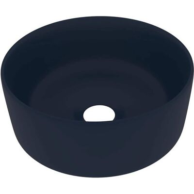 vidaXL Lavabo Redondo Azul Oscuro Mate de Cerámica - Lavabo vidaXL Lavabo Redondo Azul Oscuro Mate de Cerámica - Lavabo