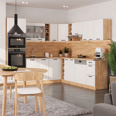 Vicco - Cocina Esquinera R-line, Casa De Campo Blanca/roble Dorado, 237 X 247 Cm , Et Mármol Vicco - Cocina Esquinera R-line, Casa De Campo Blanca/roble Dorado, 237 X 247 Cm , Et Mármol