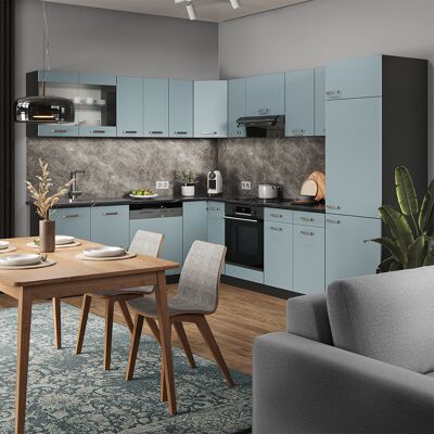 Vicco - Cocina Esquinera R-line, Gris Azulado/antracita, 227 X 287 Cm Sin Encimera Vicco - Cocina Esquinera R-line, Gris Azulado/antracita, 227 X 287 Cm Sin Encimera