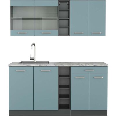 Vicco - Cocina Versátil R-line, Gris Azulado/antracita, 160 Cm , Et Mármol Vicco - Cocina Versátil R-line, Gris Azulado/antracita, 160 Cm , Et Mármol