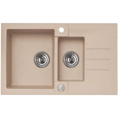 Alveus Rock - Fregadero De Granito 78x48 Cm, Con Control De Desagüe, Beige 1090954 Alveus Rock - Fregadero De Granito 78x48 Cm, Con Control De Desagüe, Beige 1090954