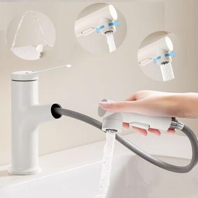 SANS MARQUE Grifo De Lavabo Extraíble Para Baño, Grifo De Agua Fría Y Caliente Para Accesorios De Baño, Grifos De Fregadero SANS MARQUE Grifo De Lavabo Extraíble Para Baño, Grifo De Agua Fría Y Caliente Para Accesorios De Baño, Grifos De Fregadero