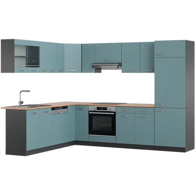 Cocina Esquinera R-line, Gris Azulado/antracita, 227 X 287 Cm , Et Roble, Vicco Cocina Esquinera R-line, Gris Azulado/antracita, 227 X 287 Cm , Et Roble, Vicco