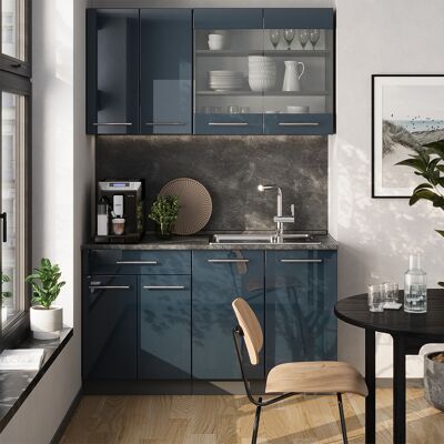Vicco - Cocina Para Solteros Fame-line, Azul Oscuro Alto Brillo/antracita, 140 Cm Sin Encimera Vicco - Cocina Para Solteros Fame-line, Azul Oscuro Alto Brillo/antracita, 140 Cm Sin Encimera