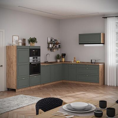 Cocina Esquinera Fame-line, Verde Dorado Casa De Campo/roble Dorado, 327 X 227 Cm, Et Mármol, Vicco Cocina Esquinera Fame-line, Verde Dorado Casa De Campo/roble Dorado, 327 X 227 Cm, Et Mármol, Vicco