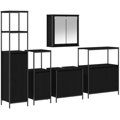 Set de muebles de baño vidaXL - 5 piezas en Eiche negra - Muebles de baño Set de muebles de baño vidaXL - 5 piezas en Eiche negra - Muebles de baño