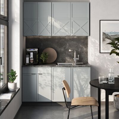 Cocina Para Solteros Fame-line, Azul Claro-gris/antracita, 140 Cm Sin Encimera, Vicco Cocina Para Solteros Fame-line, Azul Claro-gris/antracita, 140 Cm Sin Encimera, Vicco