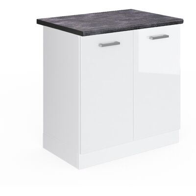 Armario bajo para fregadero R-Line - Gabinete de cocina, Blanco alto brillo, 80cm, Antracita Armario bajo para fregadero R-Line - Gabinete de cocina, Blanco alto brillo, 80cm, Antracita