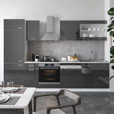Vicco - Mueble De Cocina R-line, Antracita Brillo Intenso/blanco, 300 Cm , Et Mármol Vicco - Mueble De Cocina R-line, Antracita Brillo Intenso/blanco, 300 Cm , Et Mármol