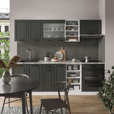 Vicco Mueble de Cocina R-Line - 240cm, Antracita/Blanco - Muebles de Cocina Vicco Mueble de Cocina R-Line - 240cm, Antracita/Blanco - Muebles de Cocina