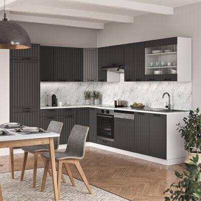 Vicco - Cocina Esquinera Fame-line, Antracita Casa De Campo/blanco, 227 X 287 Cm , Et Mármol Vicco - Cocina Esquinera Fame-line, Antracita Casa De Campo/blanco, 227 X 287 Cm , Et Mármol