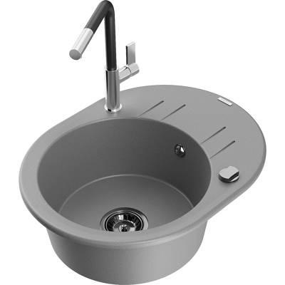 Mexen Kevin Fregadero De Granito De 1 Seno Con Escurridor Y Grifo De Cocina Flora, Gris - 6517-71-670401-07-b Mexen Kevin Fregadero De Granito De 1 Seno Con Escurridor Y Grifo De Cocina Flora, Gris - 6517-71-670401-07-b