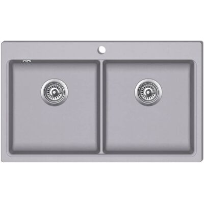 HELLOSHOP26 Fregadero De Cocina Empotrado De 2 Senos 86 X 51 Cm En Granito Gris Blanco 020002311 HELLOSHOP26 Fregadero De Cocina Empotrado De 2 Senos 86 X 51 Cm En Granito Gris Blanco 020002311