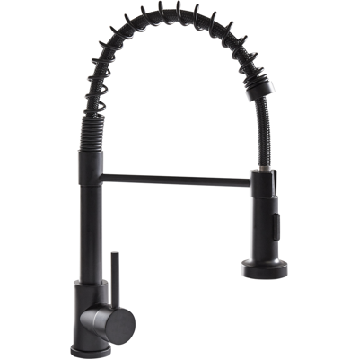 BELIANI Grifo De Cocina Moderno Con Rociador Extraíble Mezclador Con Resorte De Acero Inoxidable Acabado Mate Caño Giratorio Negro Maihue BELIANI Grifo De Cocina Moderno Con Rociador Extraíble Mezclador Con Resorte De Acero Inoxidable Acabado Mate Caño Giratorio Negro Maihue