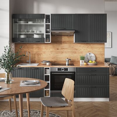 Vicco - Mueble De Cocina Fame-line, Antracita Casa De Campo/blanco, 235 Cm , Et Mármol Vicco - Mueble De Cocina Fame-line, Antracita Casa De Campo/blanco, 235 Cm , Et Mármol