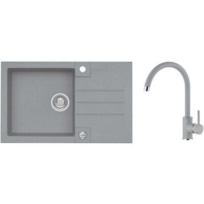 Alveus - Conjunto De Fregadero Rock 130 Y Grifo Kati, Con Control Desagüe, Hormigón Seta25890 Alveus - Conjunto De Fregadero Rock 130 Y Grifo Kati, Con Control Desagüe, Hormigón Seta25890